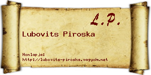Lubovits Piroska névjegykártya